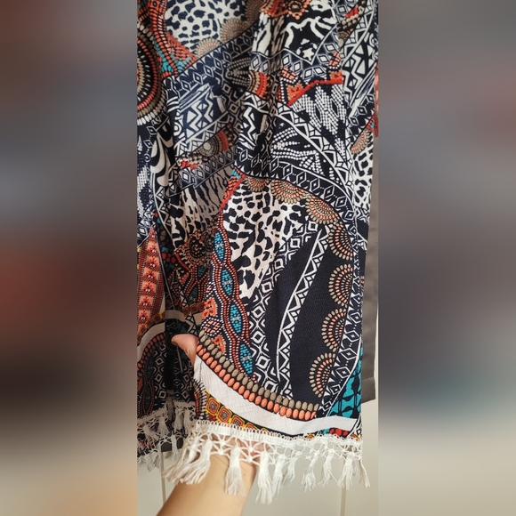 SJS Bohemian Style Colorful Cardigan With Tassels Sz L - Picture 4 of 13